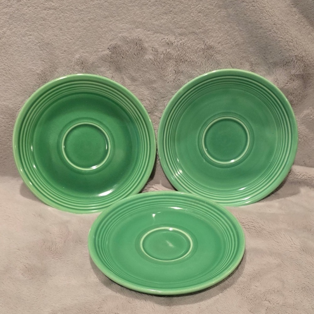 Vintage Fiestaware Light Green Saucer Set 3 Pieces HLC USA